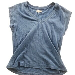 Madewell Shirt Womens Small Blue V Neck Slub Tee Casual Lightweight Top
